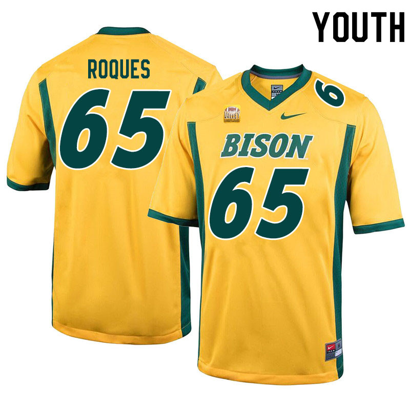 Youth #65 Loshiaka Roques North Dakota State Bison College Football Jerseys Sale-Yellow